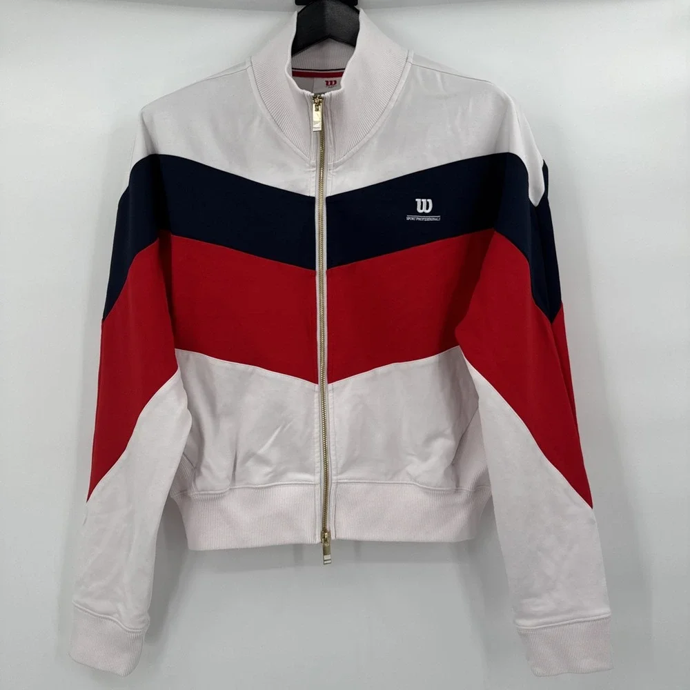 Wilson Sport Professionals‎ Gibson Tricot Jacket Women's Large Blue Red Tennis